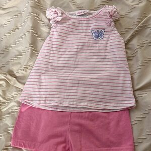 Little Lass Pink and White Striped Butterfly Outfit